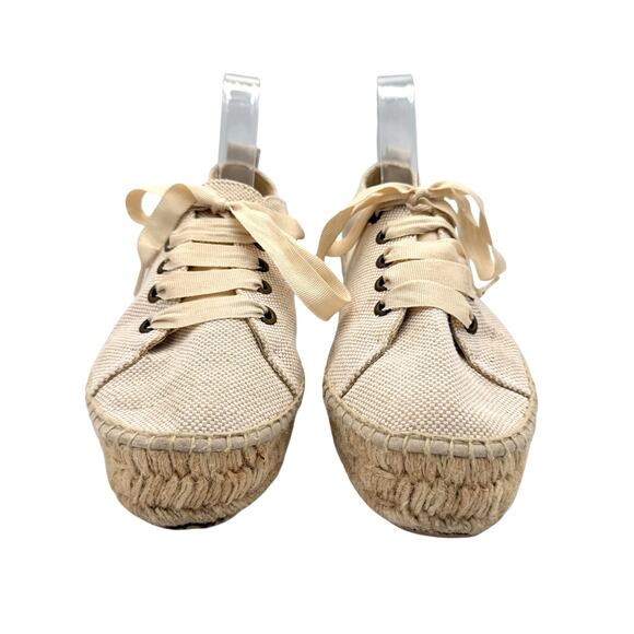 Manebi EU 39 Hampton Neutral Beige Canvas Lace Up Platform Espadrille Sneakers main image 2